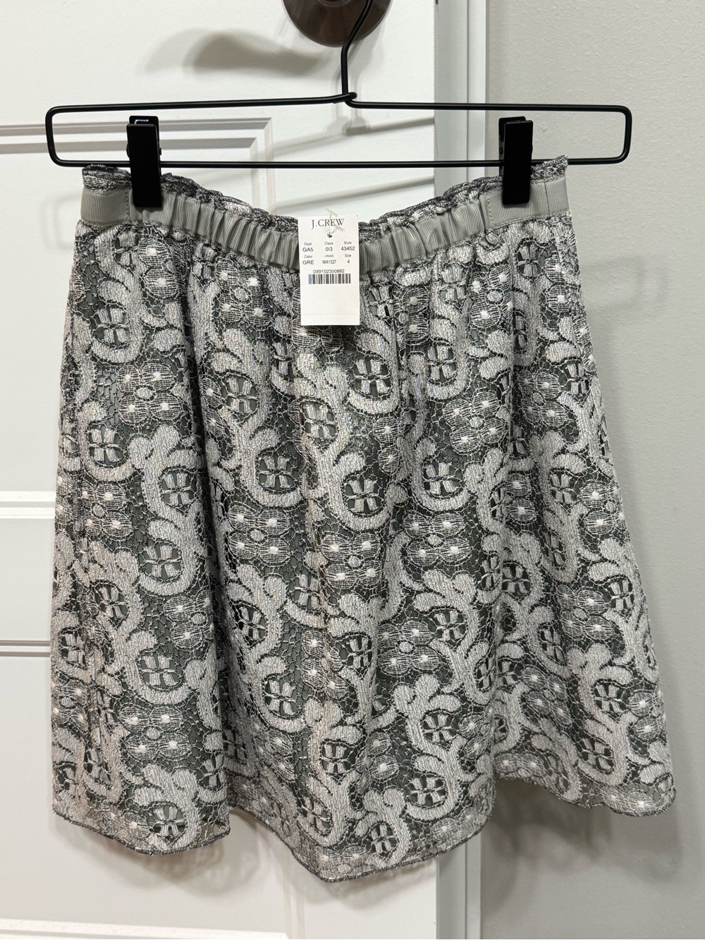 J. Crew Silver & Gray Lace-Detail Circle Skirt